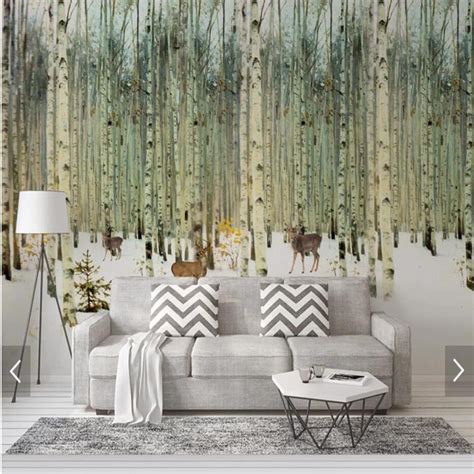 Modern Hand Painting Birch Tree Wallpaper Mural 3d Printed Photo Wall Murals Bedroom Tv Backdrop