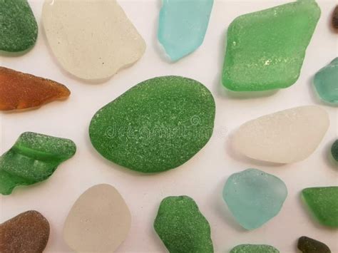 Sea Glass Close Up Photo Small Pieces Of Sea Glass Shards Polished By The Sea Waves Stock