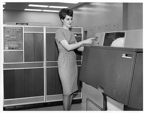Image Showing An Unidentified Woman Operating An Ibm 1403 Data