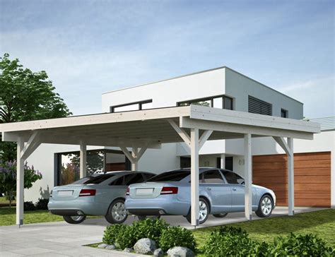 Karl 206 Sqm Modern Flat Roof Wooden Carport For Two Cars