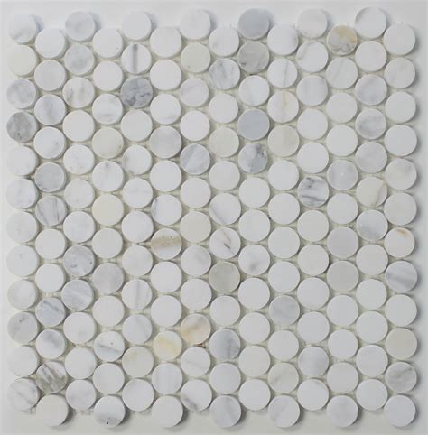 Calacatta Gold Penny Round 1 Inch Polished Marble Mosaic Tiles Rocky