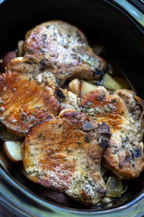 I recommend cooking these pork chops for 3 hours on high heat or 6 hours on low heat. CROCKPOT RANCH PORK CHOPS and POTATOES!! + WonkyWonderful