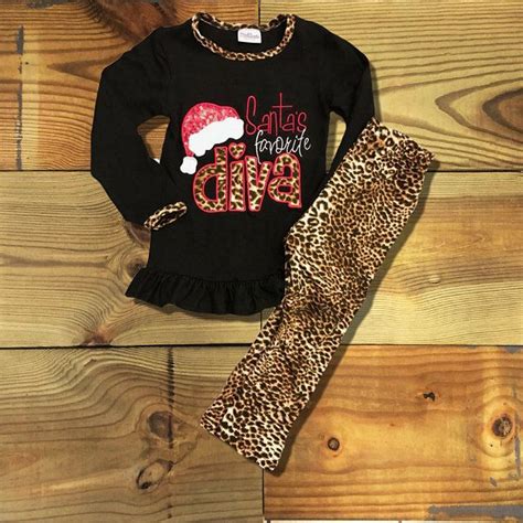 Baby Girl Outfit Clothes Christmas Santas Favorite Diva Leopard