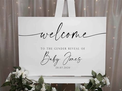 Personalised Large Gender Reveal Sign Welcome Swash Mallys Crafts