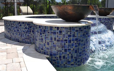 watercolors series blue blend mosaic pool pool tile glass pool tile