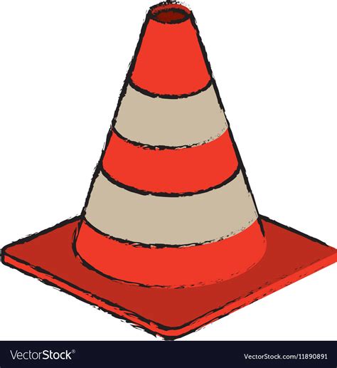 Traffic Cone Warning Sign Design Drawing Vector Image