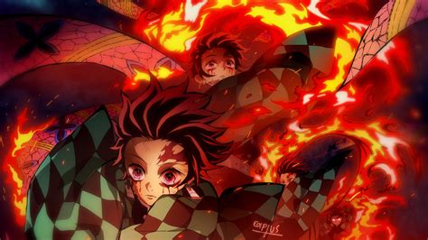 demon slayer tanjirou kamado on fire hd anime wallpapers hd wallpapers id 41055