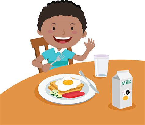 Royalty Free Cartoon Of Eat Breakfast Clip Art Vector Images