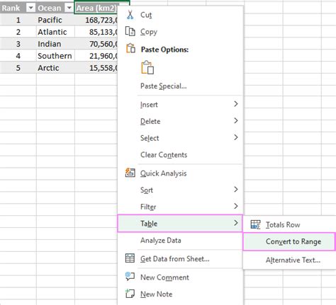 How To Convert Table To Normal Range In Excel And Vice Versa