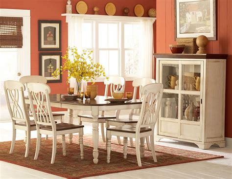 Powell furniture jane side, antique white dining chair oak dining set a 7 piece traditional white and natural wooden dinette table with 6 chairs which is the best kitchen or living room solution guaranteed country rustic room furniture sets for 6 on sale. Homelegance Ohana White Dining Collection 1393W-DIN-SET at ...