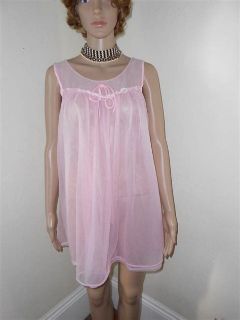Pink 1960s Baby Doll Pajamas2 Piece Set Size Ml
