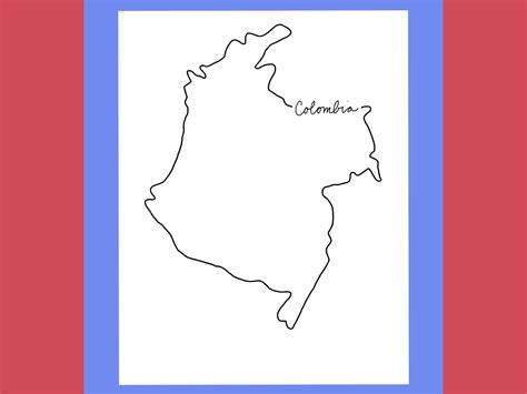 Colombia Coloring Page Colombia Map Colombia Printable Etsy