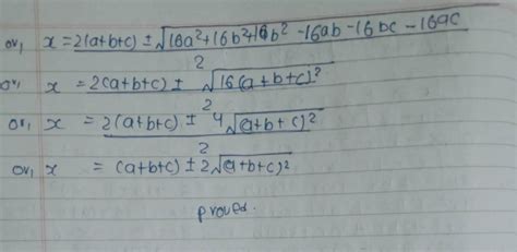 If √x 3a√x 3b√x 3c Then Prove That Xabc ±2√a² B² C² Ab Bc