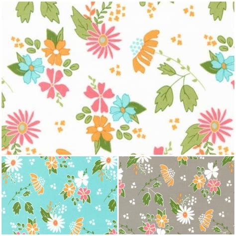 Teal Floral Fabric Etsy