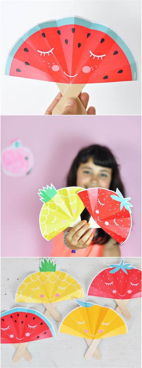 Summer Fruit Paper Fans With Free Printable Adorable Fruit Craft For