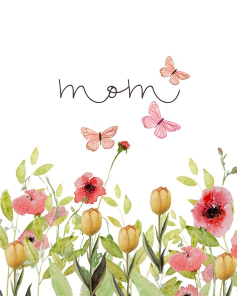 Floral T Topper And Watercolor Mothers Day Card Printable