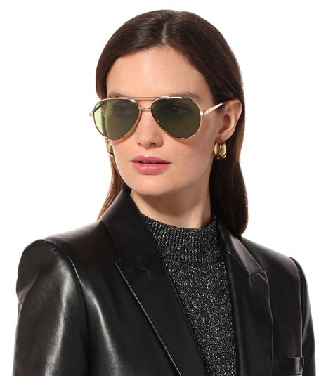 Saint Laurent Synthetic Classic 11 Zero Aviator Sunglasses In Green Lyst