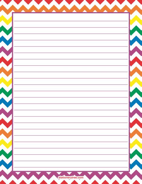 Printable Rainbow Chevron Stationery And Writing Paper