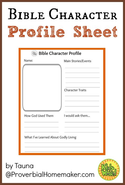 Print, cut, and save your favorite bible characters. Bible Character Profile Sheet