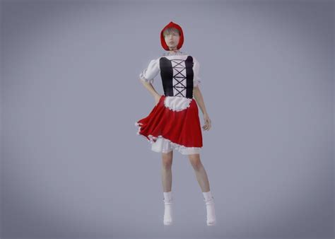 3d Red Hat Girl Costume Cgtrader