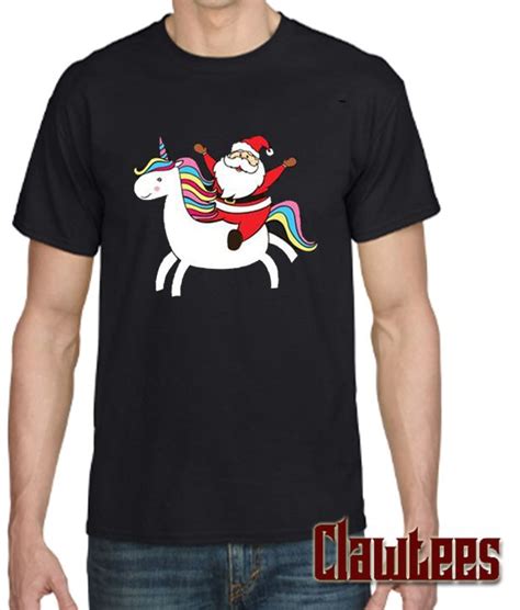 Santa Claus And Love Unicorns Posh T Shirt Minaze