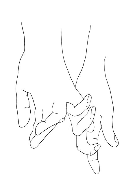 Hand Line Drawing Print Uk Holding Hands Line Drawing Poster Etsy