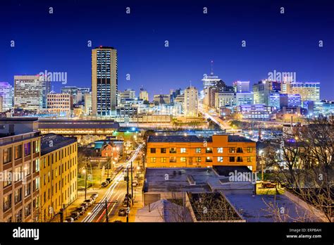 Richmond Virginia Usa Downtown Skyline At Night Stock Photo Alamy