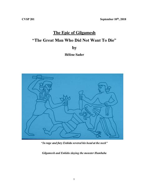 The Epic Of Gilgamesh Docsity