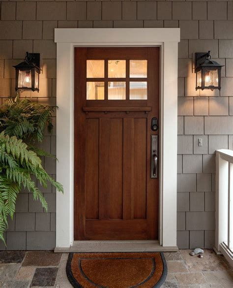 Craftsman Exterior Door Entry Craftsman With White Trim Flush Mount