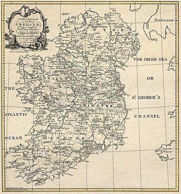 OLD IRELAND IRISH MAP CORK DONEGAL DOWN KERRY SURNAMES! HISTORY very ...
