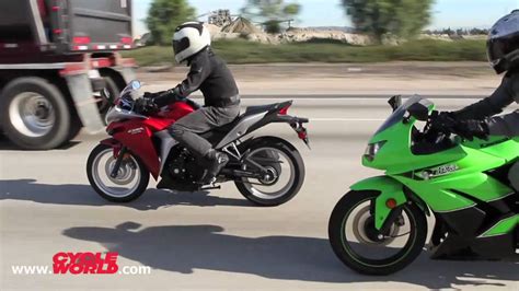 Kemudian buritan ternyata juga lebih nungging. Kawasaki Ninja 250R vs. Honda CBR250R - Bonus Video - YouTube