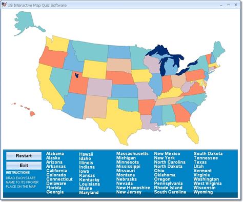 Us Interactive Map Quiz Software Drag And Drop The Country Names Of