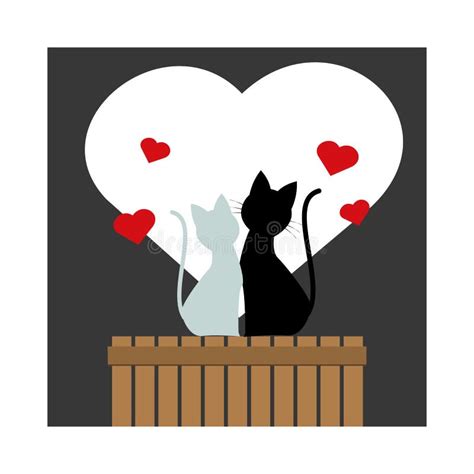 Isolated Couple Of Cats Kissing Valentine S Day Vector Stock Vector