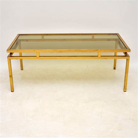 1960 S Vintage French Brass Glass Coffee Table Retrospective