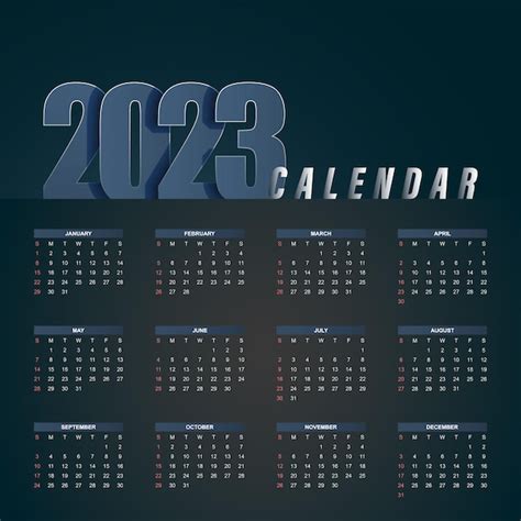 Premium Vector 2023 Modern Abstract Calendar Template Design