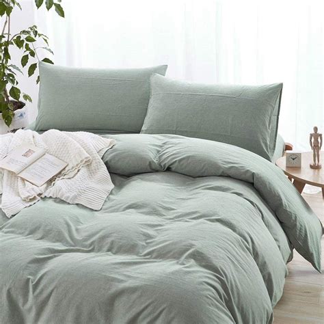 3 Pc Cotton Duvet Cover In Sage Green Duvet Cover With Etsy