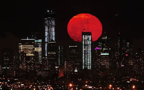 1680x1050 Red Moon Over City 1680x1050 Resolution Wallpaper Hd City 4k