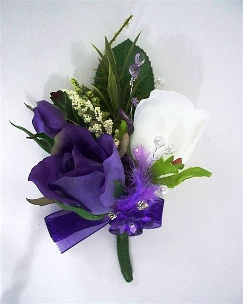 purple corsage boutonnieres purple wedding by artsandcreations silk flower corsage bridesmaid