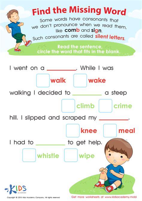 Find The Missing Word Worksheet Free Printable Pdf For Children