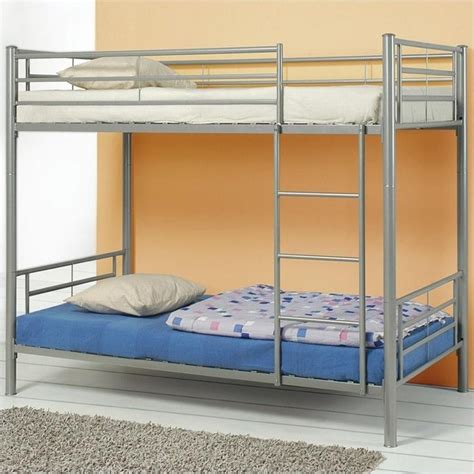Below the loft bed is an area that's excellent to use as a desk space or extra seating, and the tall silhouette frees up floor space since the area underneath can be utilized however you choose. Coaster Denley Metal Bunk Bed in Silver Finish - 4600X2