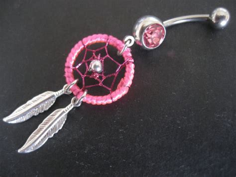 jewels pink dreamcatcher belly button ring ring wheretoget