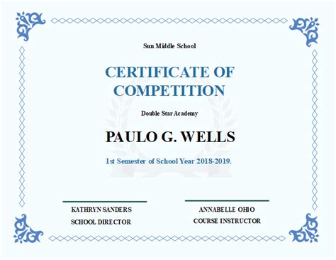 Free School Competition Certificate Templates
