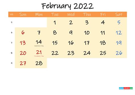 editable february  calendar template noinkm
