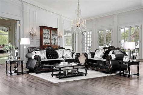 Furniture Of America Sm6313 Tabatha Formal Living Room Set In Black