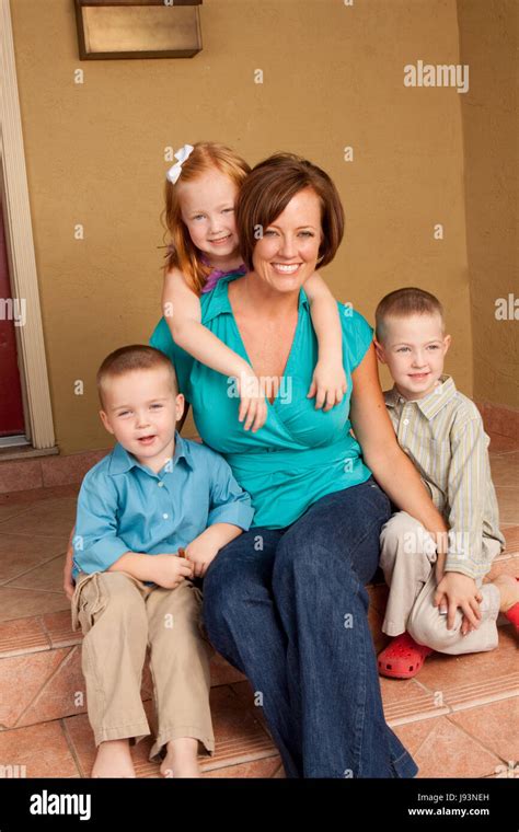 Happy Loving Mother And Her Childern Stock Photo Alamy
