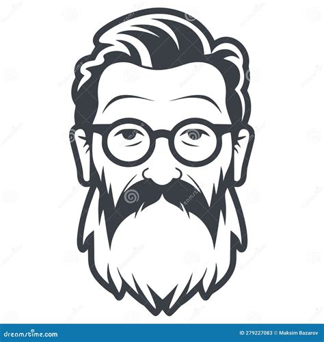 Black And White Portrait Of Old Man Stock Vector Illustration Of