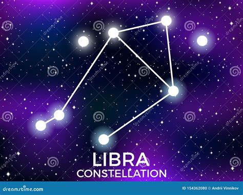 Libra Constellation On A Purple Background Schematic Representation