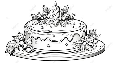 Christmas Coloring Pages Christmas Cake With Festive Decoration