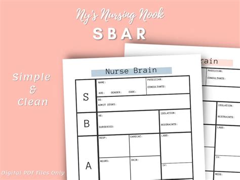 SBAR Nursing Brain Report Sheet Nurse Brain ICU Report Etsy