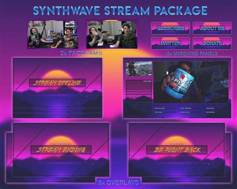 Synthwave Full Twitch Stream Overlay Package Etsy Australia